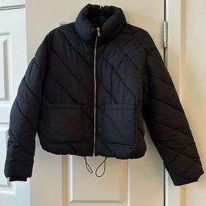 Zara Black Cropped Puffer Jacket